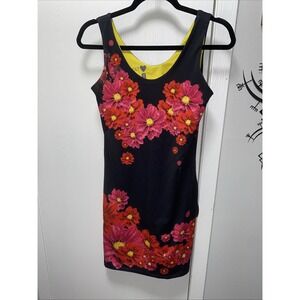 Volt Design Audrey Art‎  To Wear Size 1  (us 6) Floral Black Knee Length Dress